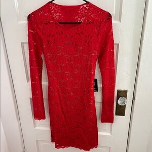 Express Red Long Sleeve Bodycon Dress